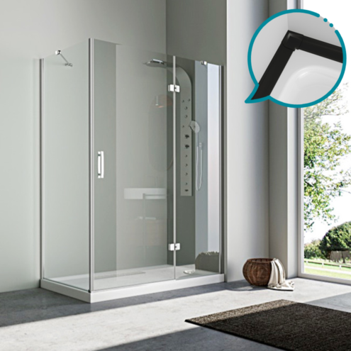 Pakduş Karizma 120x80 cm 2 Sabit 1 Açılır Siyah Duşakabin