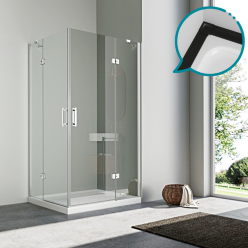 Pakduş Karizma 110x110 cm 2 Sabit 2 Açılır Siyah Duşakabin