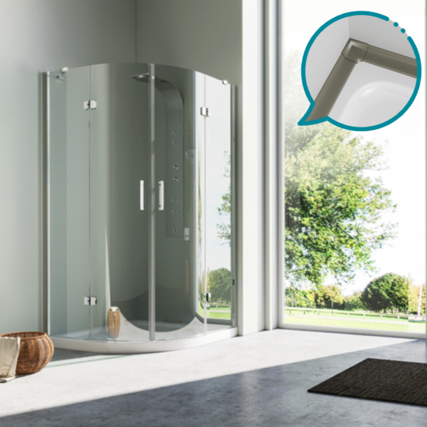 Pakduş Karizma 100x100 cm 2 Sabit 2 Açılır Oval Kum Beji Duşakabin