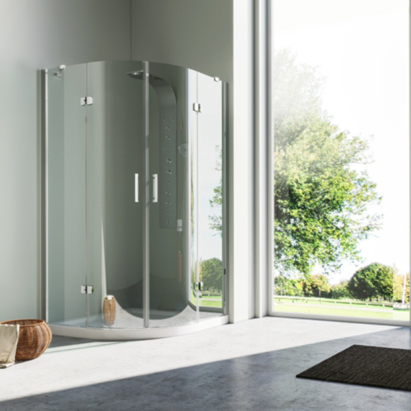 Pakduş Karizma 100x100 cm 2 Sabit 2 Açılır Oval Parlak Eloksal Duşakabin