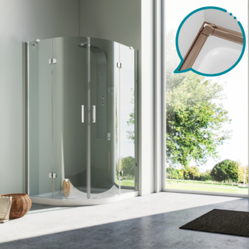 Pakduş Karizma 110x110 cm 2 Sabit 2 Açılır Oval Bronz Duşakabin