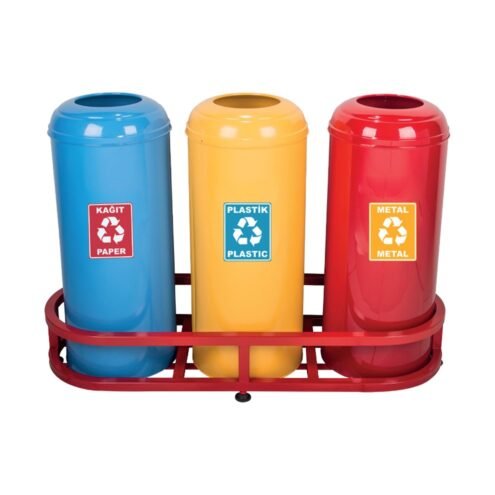 MaxiFlow Bombe Kapak Üçlü Geri Dönüşüm Atık Kovası