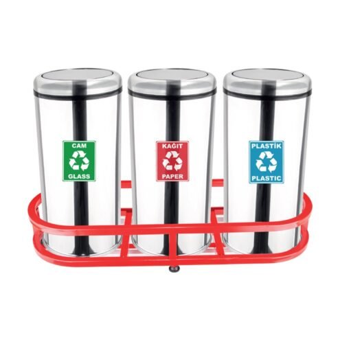 MaxiFlow Pratik Kapak Üçlü Geri Dönüşüm Atık Kovası