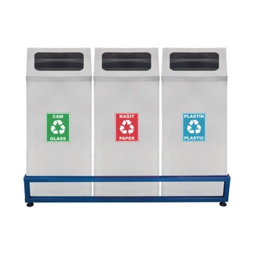 MaxiFlow 430 Kalite Krom Zarf Kapak Üçlü Geri Dönüşüm Atık Kovası