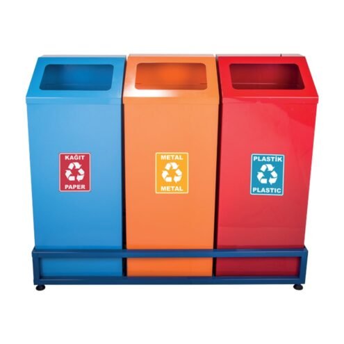 MaxiFlow Zarf Kapak Üçlü Geri Dönüşüm Atık Kovası