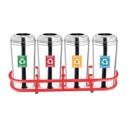 MaxiFlow Bombe Kapak Dörtlü Geri Dönüşüm Atık Kovası