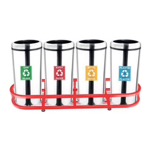 MaxiFlow Çemberli Kapak Dörtlü Geri Dönüşüm Atık Kovası
