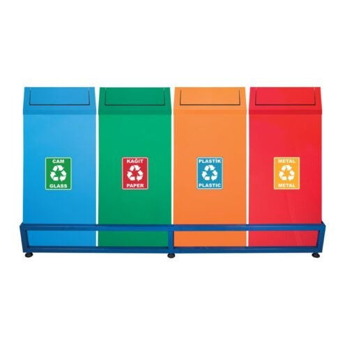 MaxiFlow Sallanır Kapak Dörtlü Geri Dönüşüm Atık Kovası