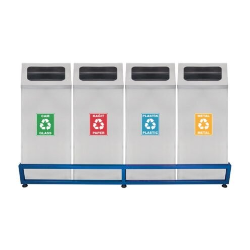 MaxiFlow 430 Kalite Krom Zarf Kapak Dörtlü Geri Dönüşüm Atık Kovası