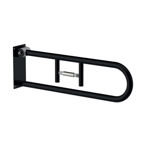 MaxiFlow Siyah Mafsallı Orta Tuvalet Kağıtlıklı Tutunma Barı