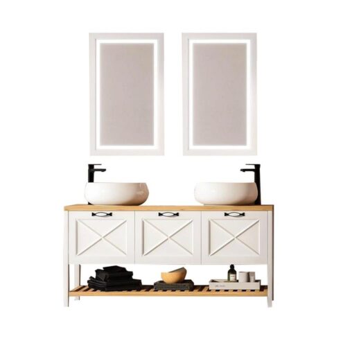 Damla Murano 140 cm Beyaz Banyo Dolabı Takımı