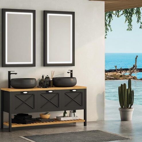 Damla Murano 140 cm Siyah Banyo Dolabı Takımı