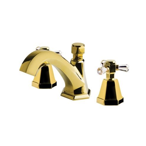 Newarc Hexa 3 Delikli Altın Lavabo Bataryası