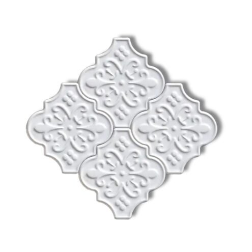 Dekozen Ottoman Çiçek 12x12 cm Parlak Beyaz Çatlak Sırlı El Yapımı Seramik