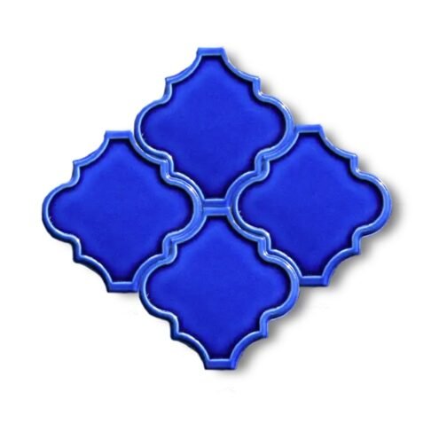 Dekozen Ottoman Kenar Rölyef 12x12 cm Kobalt Çatlak Sırlı El Yapımı Seramik