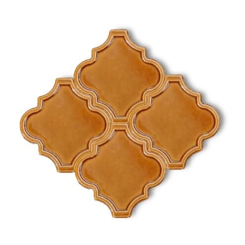 Dekozen Ottoman Kenar Rölyef 12x12 cm Tarçın Çatlak Sırlı El Yapımı Seramik