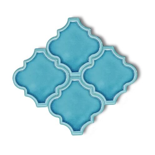 Dekozen Ottoman Kenar Rölyef 12x12 cm Turkuaz Çatlak Sırlı El Yapımı Seramik