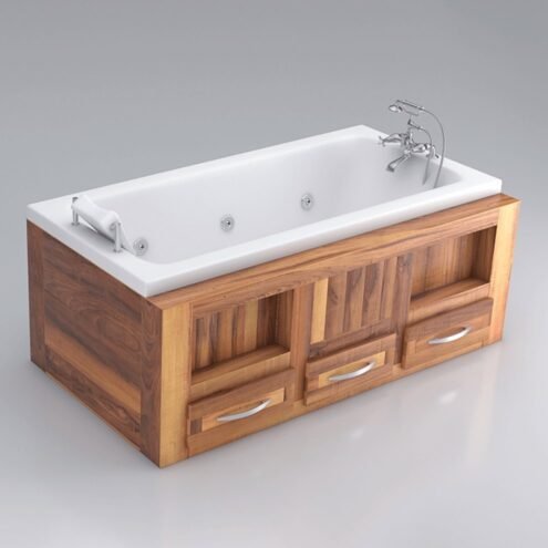 Shower Shark Plus 150x80 cm İreko Ahşap Panelli Çekmeceli Küvet