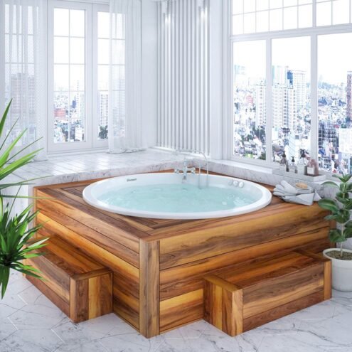 Shower Anka Plus 190x190 cm İreko Ahşap Panelli Oturmalı Özel Küvet