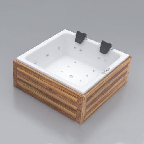 Shower Atos Plus 170x170 cm İreko Ahşap Panelli Oturmalı Kare Özel Küvet