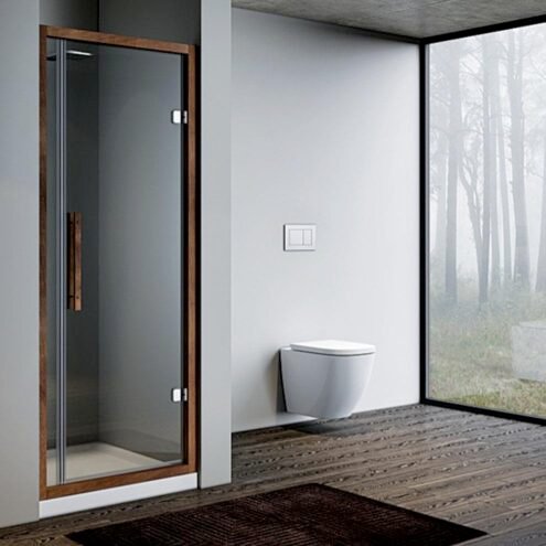 Pakduş Teak 90 cm 2 Sabit 1 Açılır Teak Ağacı Duşakabin