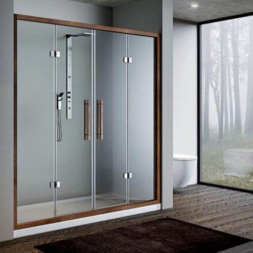 Pakduş Teak 170 cm 2 Sabit 2 Açılır Teak Ağacı Duşakabin