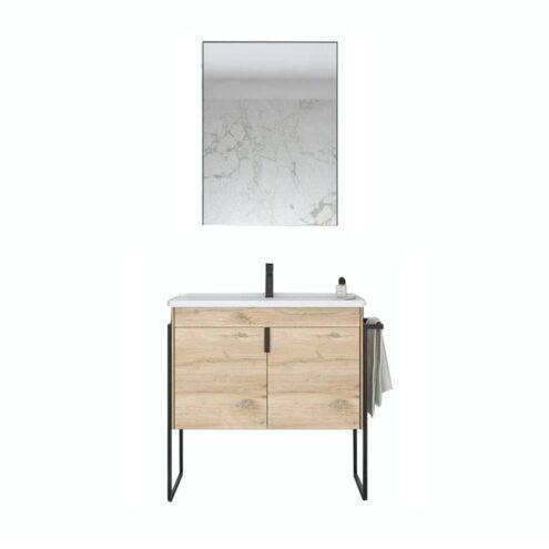 Orka Trio 65 cm Kapaklı Ayaklı Banyo Dolabı Takımı
