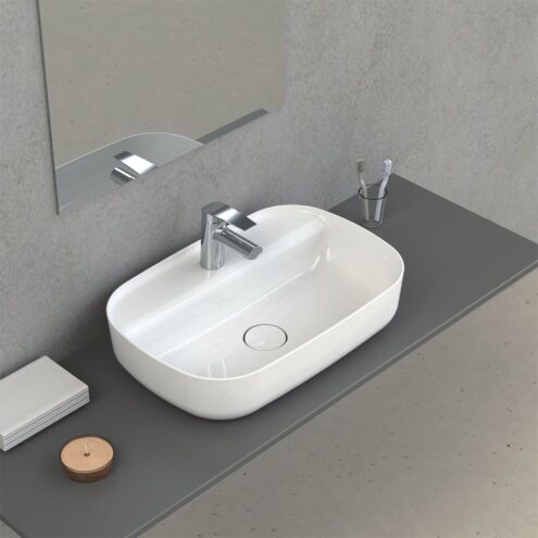 Turkuaz Aqua 60 cm Beyaz Tezgah Üstü Lavabo