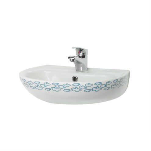 Turkuaz Yumurcak 45 cm Beyaz Çocuk Lavabo