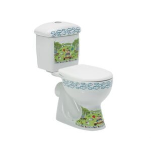 Turkuaz Yumurcak Beyaz Arkadan Çıkışlı Çocuk Klozet Seti