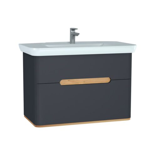 VitrA Sento 100 cm Mat Antrasit Çekmeceli Lavabo Alt Dolabı