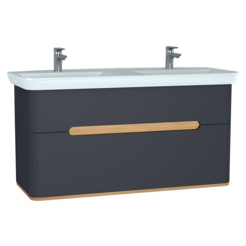 VitrA Sento 130 cm Mat Antrasit Çekmeceli Lavabo Alt Dolabı