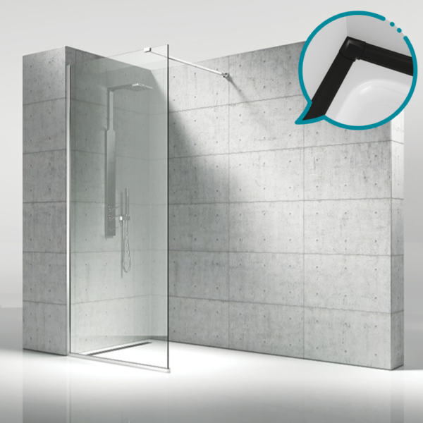 Pakduş Walk İn 90 cm 1 Sabit Siyah Duşakabin