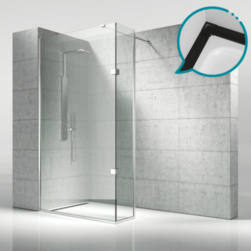 Pakduş Walk İn 100x40 cm 2 Sabit Siyah Duşakabin