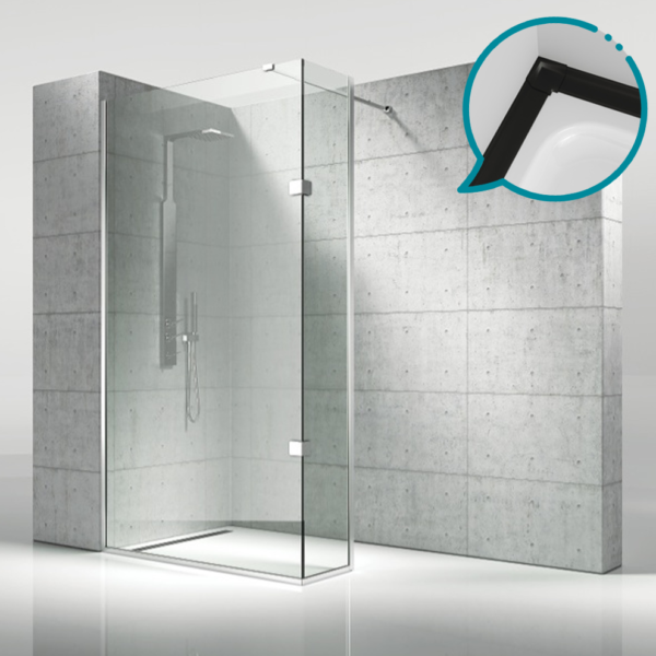 Pakduş Walk İn 110x40 cm 2 Sabit Siyah Duşakabin