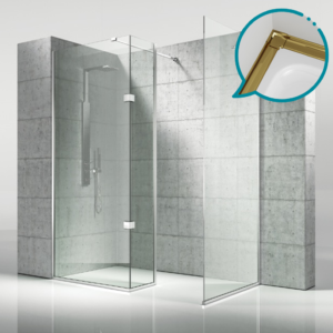 Pakduş Walk İn 80x40 cm 3 Sabit Altın Duşakabin