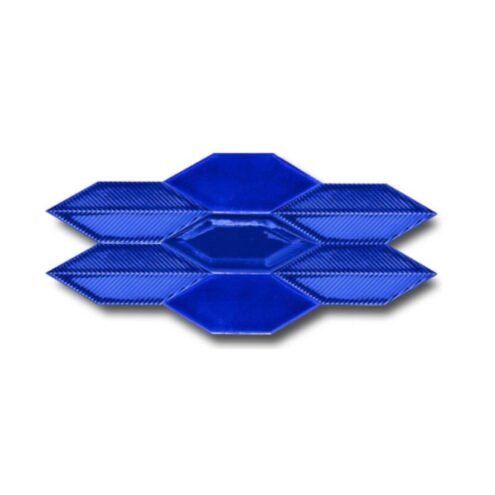 Dekozen Yaprak Düz-Metro-Çizgi 15x5 cm Kobalt Çatlak Sırlı El Yapımı Seramik