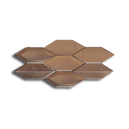 Dekozen Yaprak Düz-Metro-Çizgi 15x5 cm Metalik Bronz Çatlak Sırlı El Yapımı Seramik