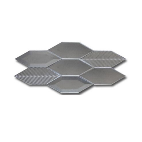 Dekozen Yaprak Düz-Metro-Çizgi 15x5 cm Metalik Gri Çatlak Sırlı El Yapımı Seramik