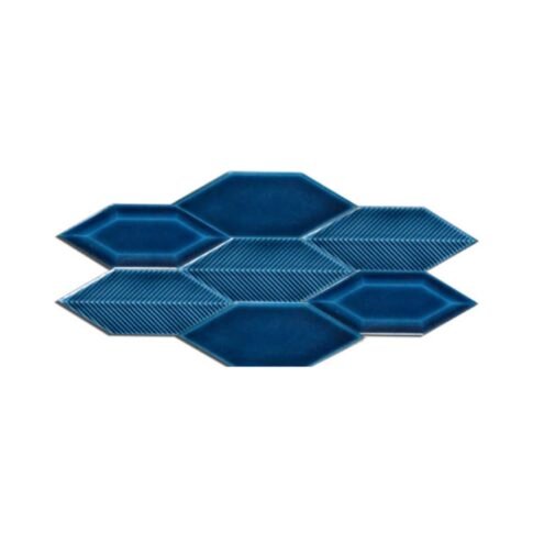 Dekozen Yaprak Düz-Metro-Çizgi 15x5 cm Petrol Mavisi Çatlak Sırlı El Yapımı Seramik