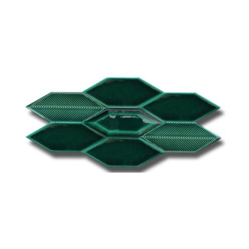 Dekozen Yaprak Düz-Metro-Çizgi 15x5 cm Zümrüt Yeşili Çatlak Sırlı El Yapımı Seramik