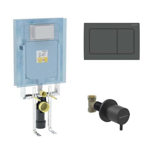 Geberit Alpha 8 cm Kombifix Gömme Rezervuar Seti, Mat Siyah