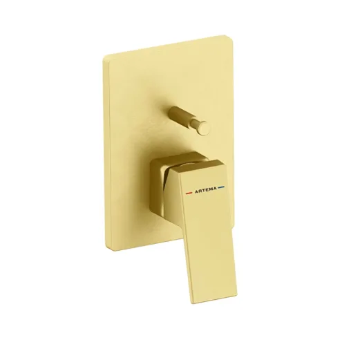 Artema Minimax Square fırçalı altın ankastre banyo duş bataryası Minibox