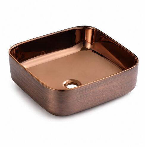 Boden Gamma 40 cm Rose Gold çanak lavabo 836-RG, 385×385×140 mm