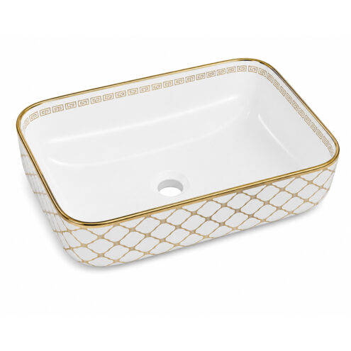 Boden Victor 50 cm altın dekorlu çanak lavabo