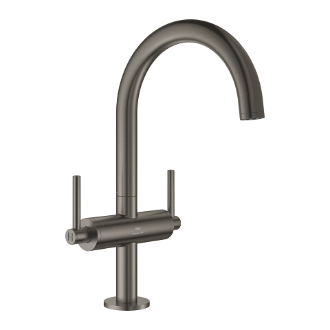 Grohe Atrio New Classic Çift Kumandalı Lavabo Bataryası L Boy Fırçalı Hard Graphite