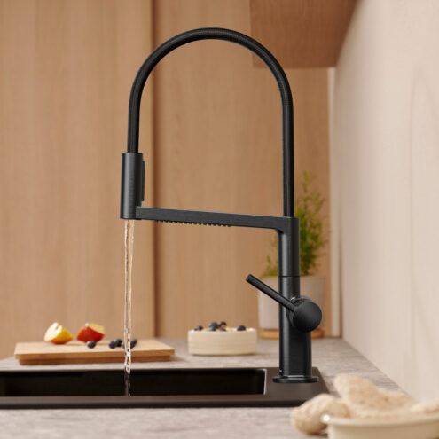 Hansgrohe Talis Select M54 PowderSpray Tek Kollu Eviye Bataryası Semi-Pro 3jet Mat Siyah Krom 72861340
