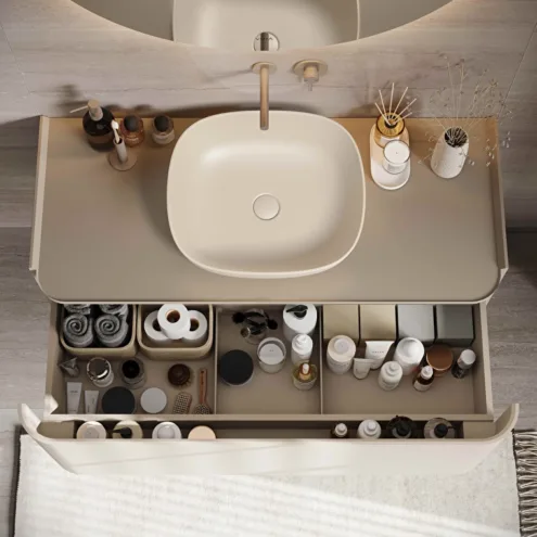 VitrA Outline kum beji dikdörtgen çanak lavabo 45×41 cm mat