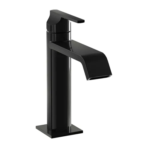 VitrA Suit parlak siyah lavabo bataryası, üstten görünüm
