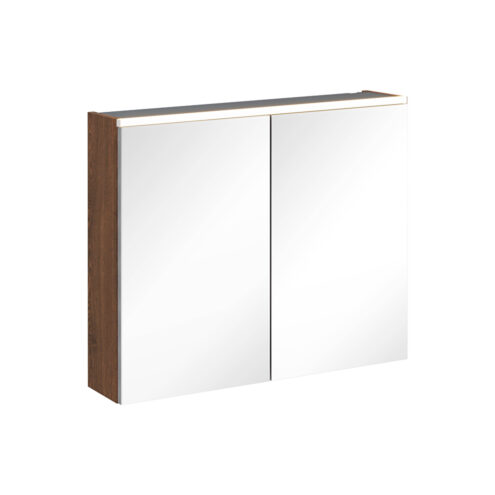 VitrA Ceviz Core Aynalı Banyo Dolabı 80 Cm, Aydınlatmalı MDF Üzeri Melamin Kaplama